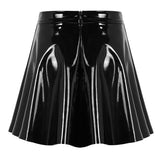 PU Leather skater skirt High Waist Flared Pleated A-Line