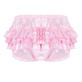 Soft Shiny Satin Sissy Ruffled Bloomer Tiered Skirted Panties