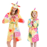 Unicorn Hooded Beach Towel, Robe Sleepwear Kids Dressing Gown Cartoon Robe Adult Bath Robe