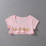 Yes Daddy Letter Print  Crop Top