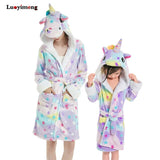 Unicorn Hooded Beach Towel, Robe Sleepwear Kids Dressing Gown Cartoon Robe Adult Bath Robe