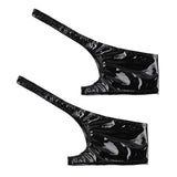 Wetlook Faux Leather Low Rise Open Crotch Two Symmetrical Halves Boxer Shorts