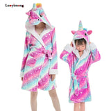 Unicorn Hooded Beach Towel, Robe Sleepwear Kids Dressing Gown Cartoon Robe Adult Bath Robe