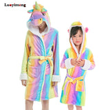 Unicorn Hooded Beach Towel, Robe Sleepwear Kids Dressing Gown Cartoon Robe Adult Bath Robe