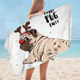 Hippie Pug Bath Towel, Blanket Microfiber  75x150cm