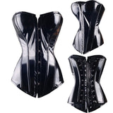 Sexy PVC Lingerie Black Body Shaper Waist Trainer Corset