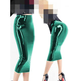 High Quality Wet Look PVC Midi Skirt Ladies High Waist Pencil Package Hips Skirt