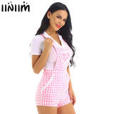 Baby Patch Criss-cross Back Gingham Print Babydoll