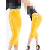 High Quality Wet Look PVC Midi Skirt Ladies High Waist Pencil Package Hips Skirt