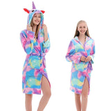 Unicorn Hooded Beach Towel, Robe Sleepwear Kids Dressing Gown Cartoon Robe Adult Bath Robe