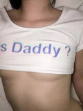 Yes Daddy Letter Print  Crop Top