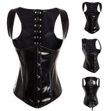 Sexy PVC Lingerie Black Body Shaper Waist Trainer Corset
