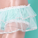 Smooth Satin Mid Rise with Elastic Waistband Double Mesh Layers Lace Trim Panties