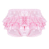 Shiny Satin Ruffled Sissy Bloomer Tiered Skirted