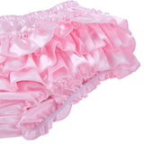 Shiny Satin Ruffled Sissy Bloomer Tiered Skirted