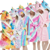Unicorn Hooded Beach Towel, Robe Sleepwear Kids Dressing Gown Cartoon Robe Adult Bath Robe