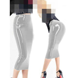 High Quality Wet Look PVC Midi Skirt Ladies High Waist Pencil Package Hips Skirt