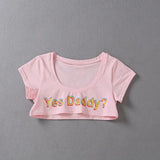 Yes Daddy Letter Print  Crop Top