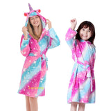 Unicorn Hooded Beach Towel, Robe Sleepwear Kids Dressing Gown Cartoon Robe Adult Bath Robe