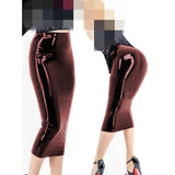 High Quality Wet Look PVC Midi Skirt Ladies High Waist Pencil Package Hips Skirt