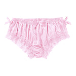 Sissy Shiny Soft Satin Lingerie Ruffled Floral Lace Cute Bowknot Knickers