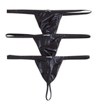 Men PU Leather Briefs Thong G-string Bikini