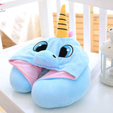Cute Cartoon U Shaped Hooded Unicorn, Totoro Travel Pillows
