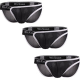 3PCS Sexy Men's Briefs Underwear Ultra-thin Breathable Sexy Men Bikini Briefs Exotic Jockstrap Penis Pouch Slip Homme Panties