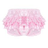 Soft Shiny Satin Sissy Ruffled Bloomer Tiered Skirted Panties