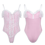 High Cut Ruffle Lace Sissy Teddy Bodysuit