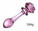 Pink Rose Glass Anal Plug