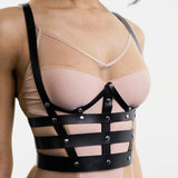 Leather Bra Harness Garter Belt