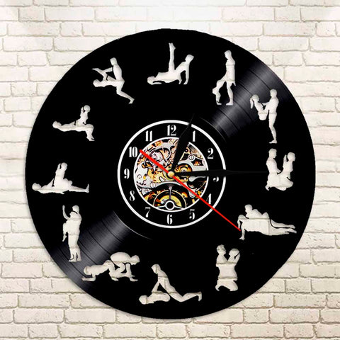 Sex Position Vinyl Record Wall Clock Silhouette LED Backlight