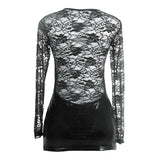 Women Sexy Bodycon Dress Long Sleeve Open Back Wet Look