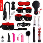 23 Pcs BDSM Bondage Set Sex Handcuffs Whip Mouth Gag Porno Sex Butt Plug Bead Anal Plug Vibrator and more