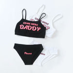 Summer Kawaii COME HERE DADDY Letter Print Tank Top Sexy Crop Top & PLEASE DADDY Panties