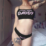 Summer Kawaii COME HERE DADDY Letter Print Tank Top Sexy Crop Top & PLEASE DADDY Panties