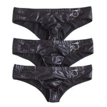 Men PU Leather Briefs Thong G-string Bikini