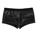 Wetlook Nightclub Faux Leather Zipper Jockstraps Bulge Boxer Shorts