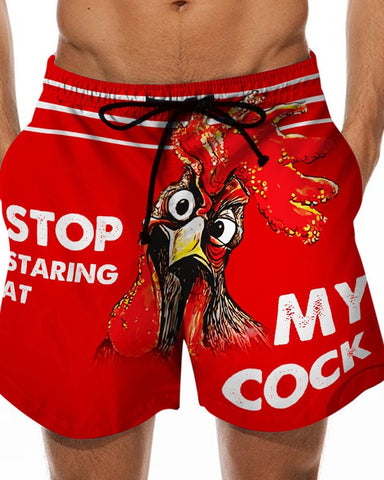 3D Chickens Print Drawstring Short Pants