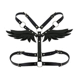 Sexy Red Pink Wings Leather Harness Underwear Goth Garter Belts Women Straps Bra Garter Sex Body Belts Waist To Leg Bondage Cage