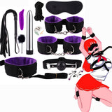 Sexy 12Pcs BDSM Toys Leather Bondage Sets Restraint Kits Sex Things For Couples