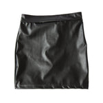 Adjustable PU Leather Black Slim Bodycon Clubwear Short Spanking Skirt