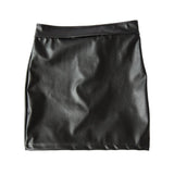 Adjustable PU Leather Black Slim Bodycon Clubwear Short Spanking Skirt