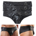 Men PU Leather Briefs Thong G-string Bikini