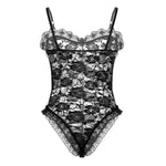 Sissy Lingerie Swimsuit See Through Sheer Sexy Lace Exotic Teddy Romper