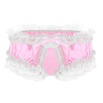 Sissy Underwear Lace Sexy Frilly Ruffled Open Crotch Pouch Underpants