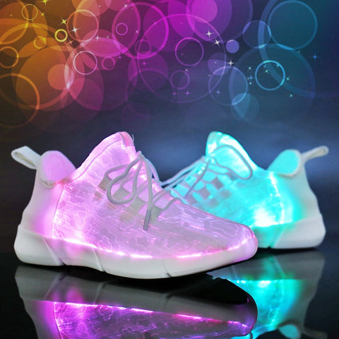 Adult LED Shoes Men Lights Up Sneakers Women USB Charging Colorful Luminous Fiber Optic Sneakers