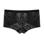 Wetlook Nightclub Faux Leather Zipper Jockstraps Bulge Boxer Shorts