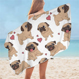 Hippie Pug Bath Towel, Blanket Microfiber  75x150cm